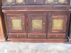3 drawer 3 door brass fitted wooden sideboard furniture