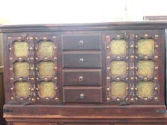 4 drawer wooden brass fitted sideboard