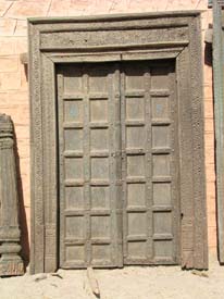wooden antique door with frame